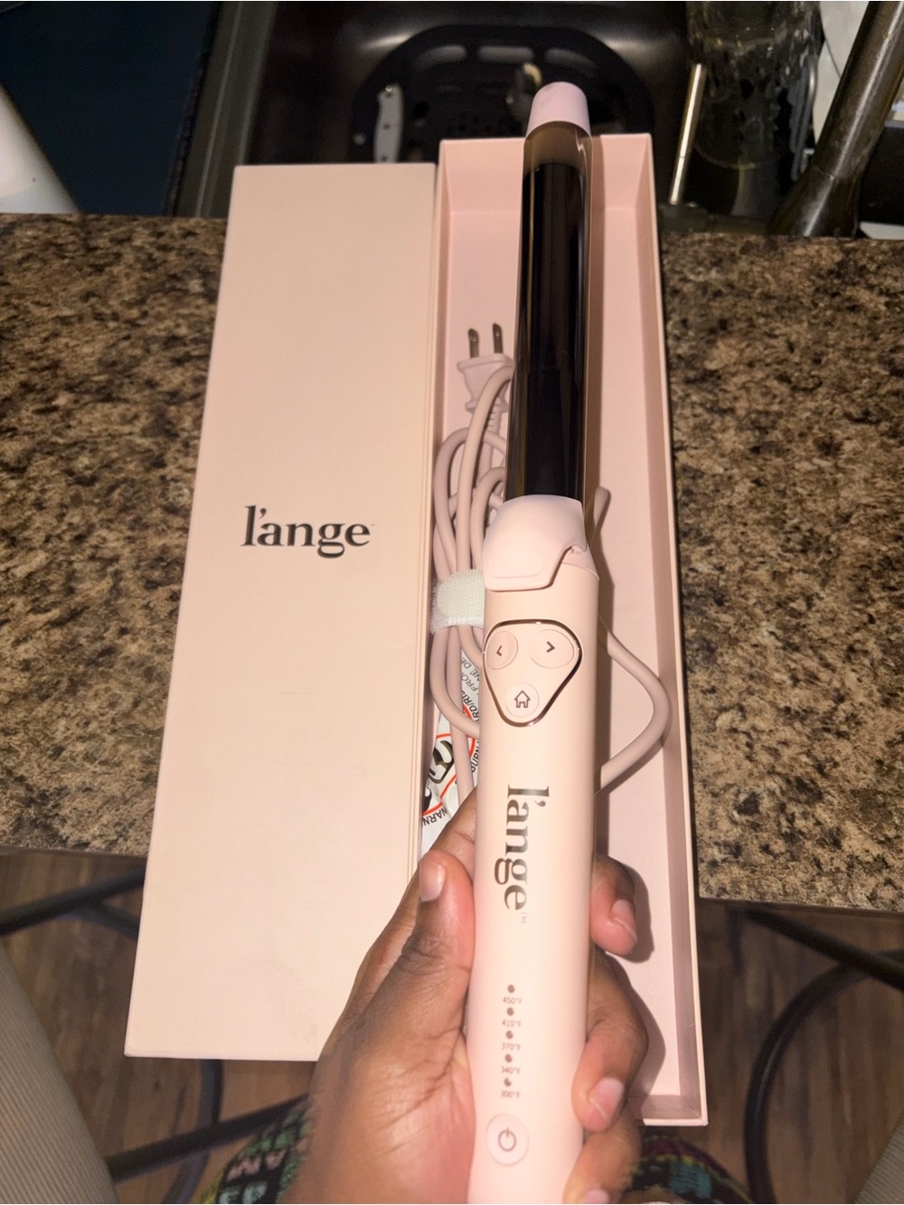L’ANGE Le Pirouette 25mm Titanium Rotating Curling Iron Blush Pink NEW